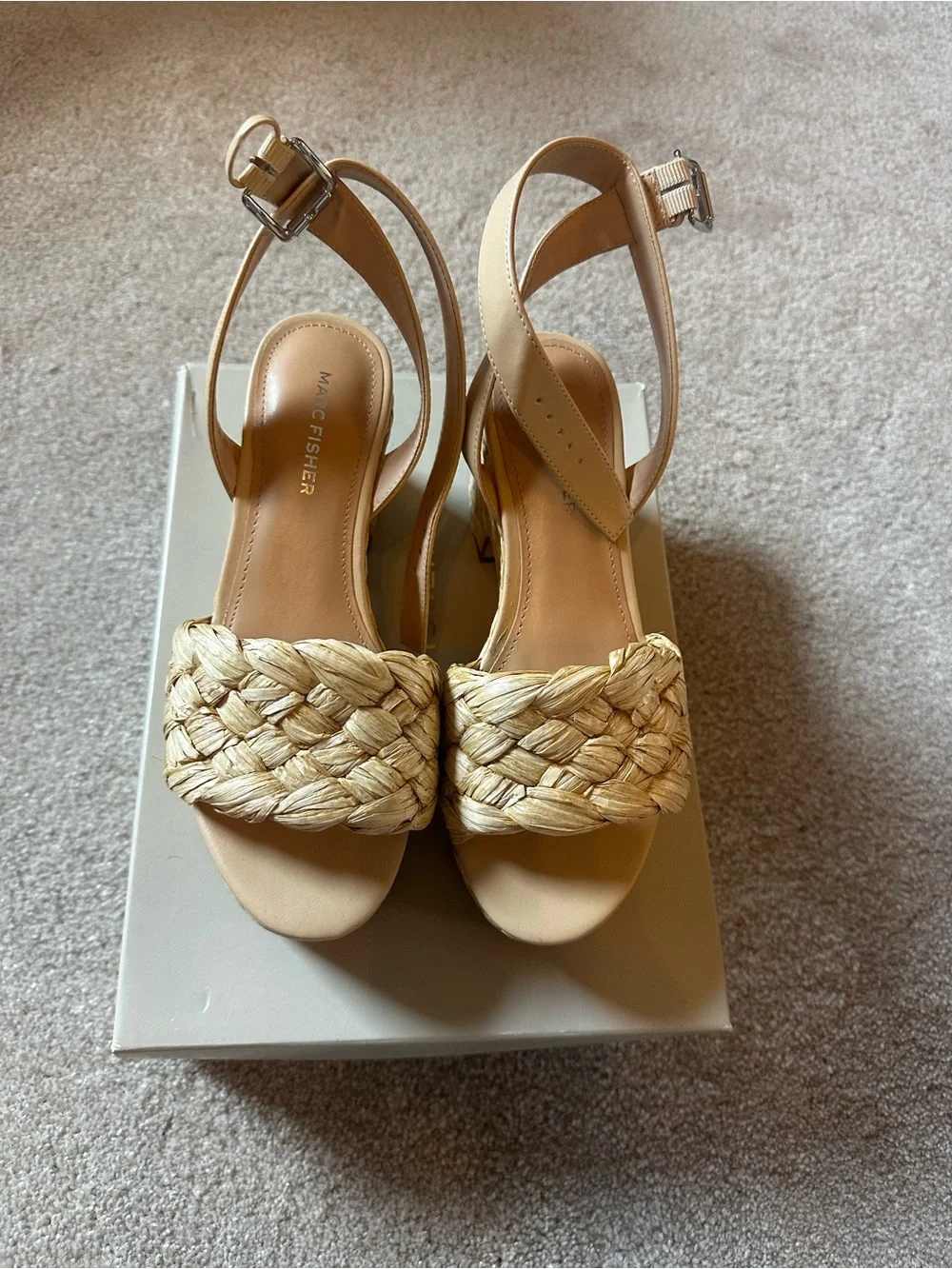 Marc Fisher Braided Espadrille Platform Wedge Sandal in Natural